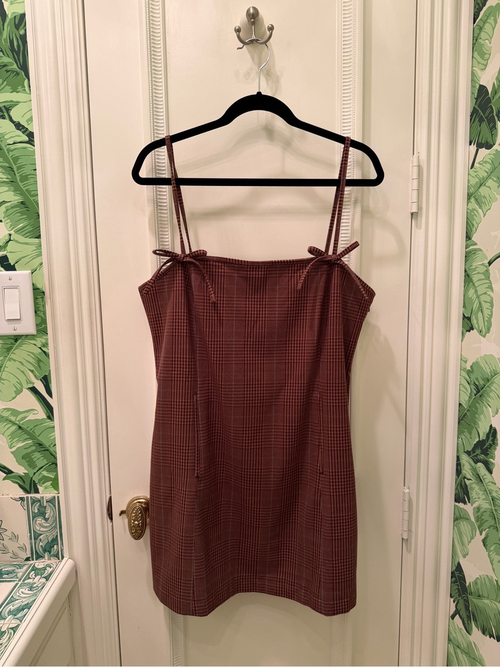 Hill House Home Rennie Dress Brown Plaid Houndstooth Mini Length Size L - Picture 5 of 8